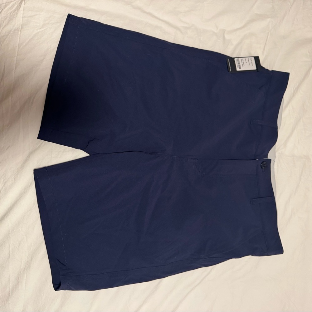 Straight Down Navy Blue Flat Front Shorts